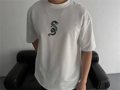 Baskılı Oversize Bisiklet Yaka T-shirt - Beyaz