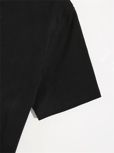 Baskılı Oversize Bisiklet Yaka T-shirt - Siyah