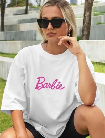 Baskılı Oversize T-shirt - Beyaz