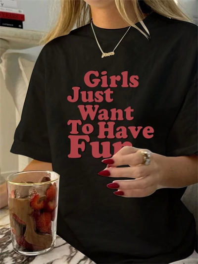 Baskılı Oversize T-shirt - Siyah