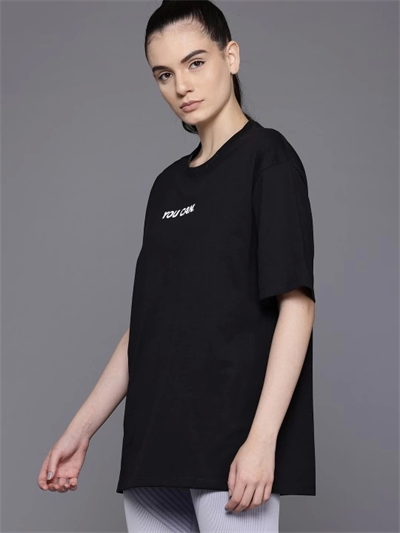 Baskılı Oversize T-shirt - Siyah