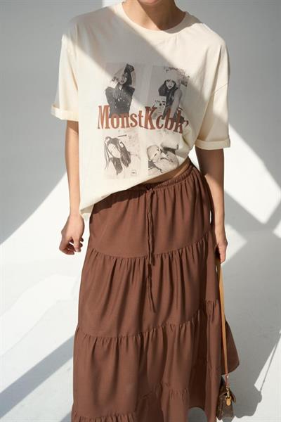 Baskılı T-Shirt - Ekru