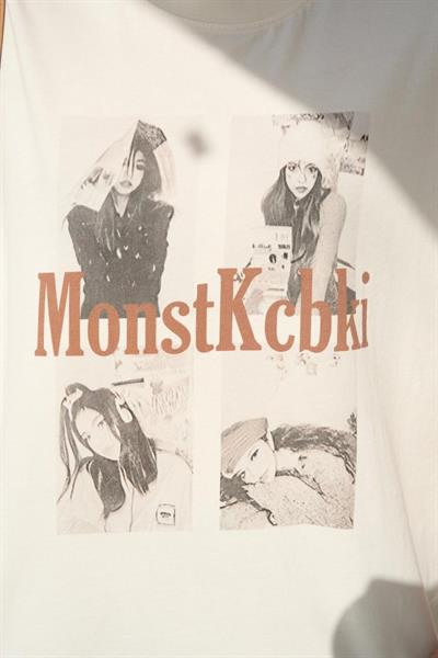 Baskılı T-Shirt - Ekru