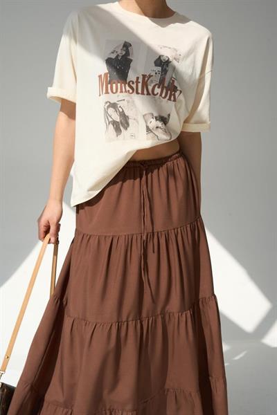 Baskılı T-Shirt - Ekru