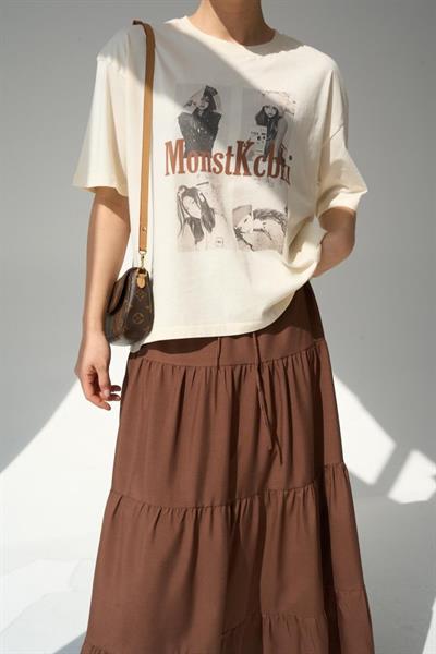 Baskılı T-Shirt - Ekru