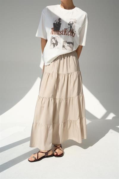 Baskılı T-Shirt - Krem