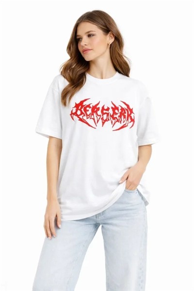 Baskılı T-Shirt Yazlık Kısa Kol Bisiklet Yaka Rahat Kalıp Tişört - Beyaz