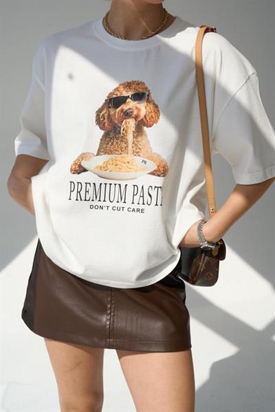 Baskılı T-shirt - Krem