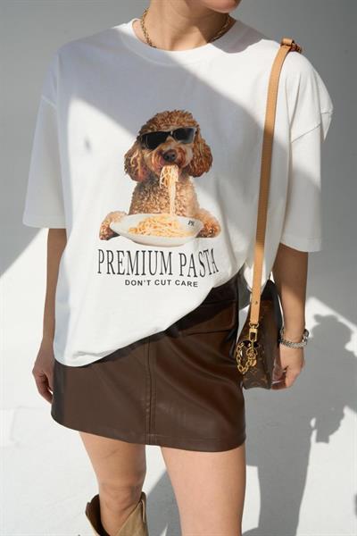 Baskılı T-shirt - Krem