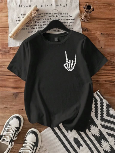 Baskılı T-shirt - Siyah
