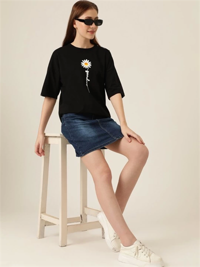 Baskılı T-shirt - Siyah