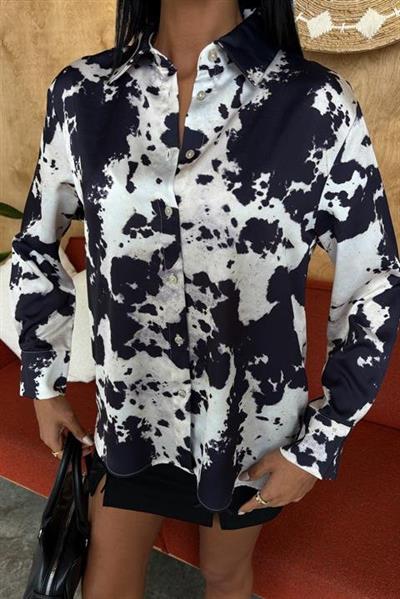Batik Desenli Chanel Saten Gömlek 3467