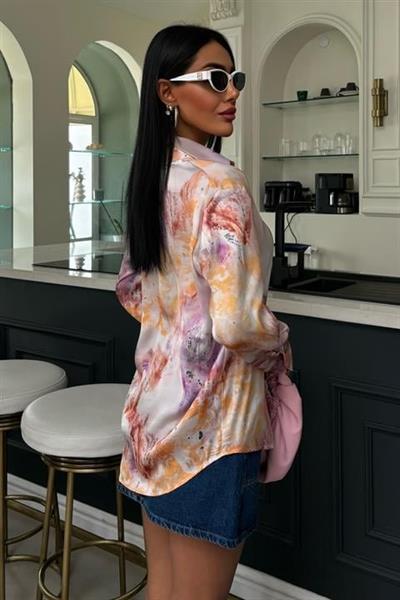 Batik Desenli Saten Gömlek 3409