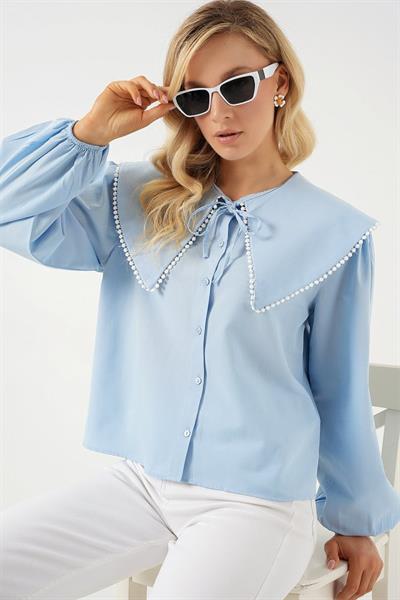 Bebe Yaka Gömlek 20314 - Mavi