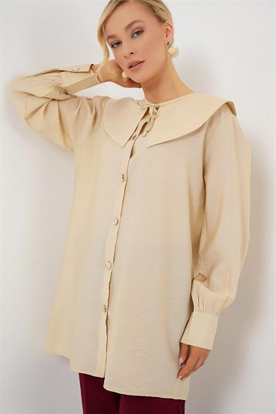 Bebe Yaka Uzun Tunik 5967 - Krem