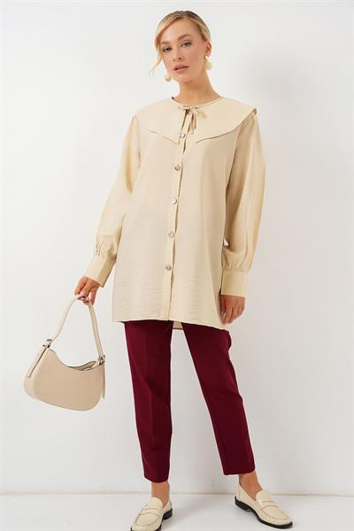 Bebe Yaka Uzun Tunik 5967 - Krem