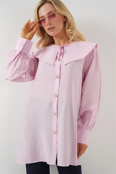 Bebe Yaka Uzun Tunik 5967 - Pudra