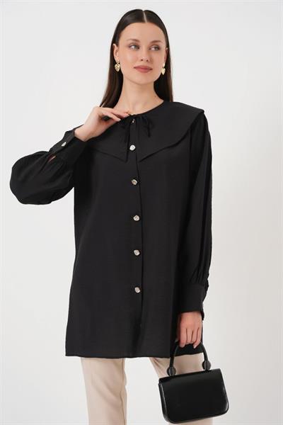 Bebe Yaka Uzun Tunik 5967 - Siyah