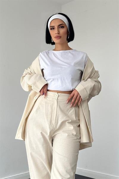 Bej Ceket Ve Pantolon Takım