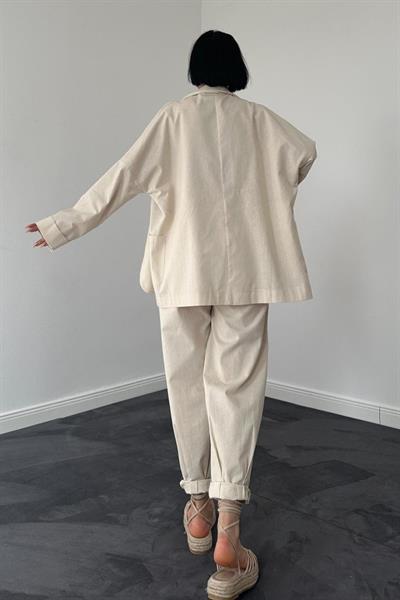 Bej Ceket Ve Pantolon Takım