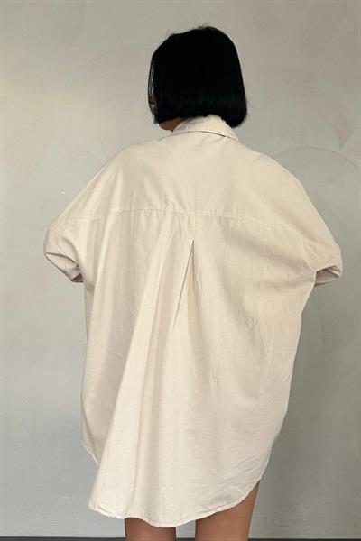 Bej Çift Cep Kapaklı Çıtçıtlı Gömlek