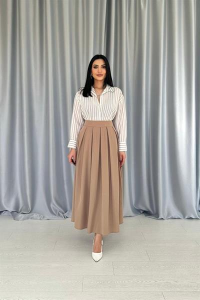 Bej Çizgili Gömlek