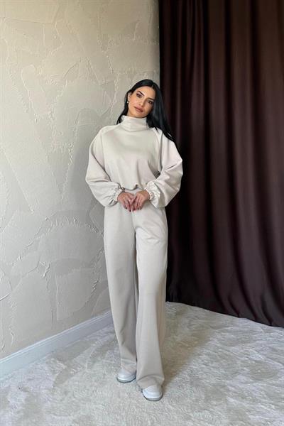 Bej Dik Yaka Eşofman Takım