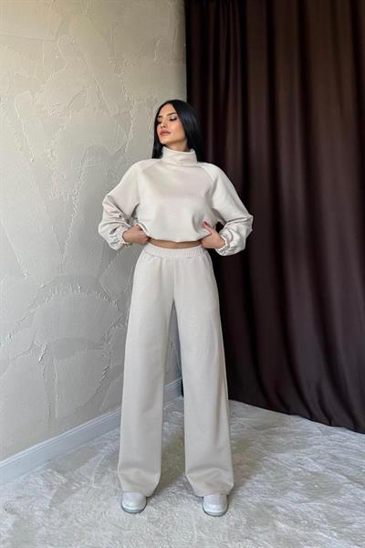 Bej Dik Yaka Eşofman Takım