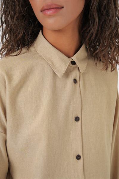 Bej Oversize Keten Alt Üst Takım 6622