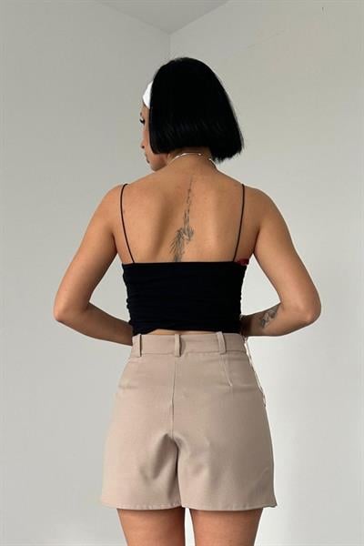 Bej Plikaşe Ceket Ve Etek Takım