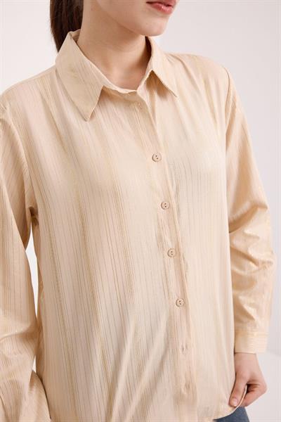 Bej Varak Desenli Gömlek 20253