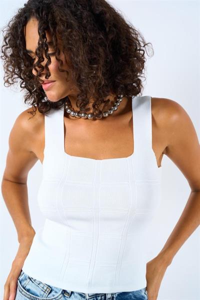 Bekletmeli Askılı Atlet - Beyaz