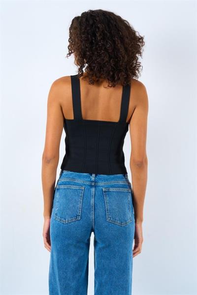 Bekletmeli Askılı Atlet - Siyah