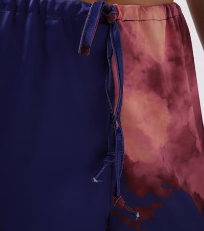 Bel Lastikli Desenli Saten Pantolon