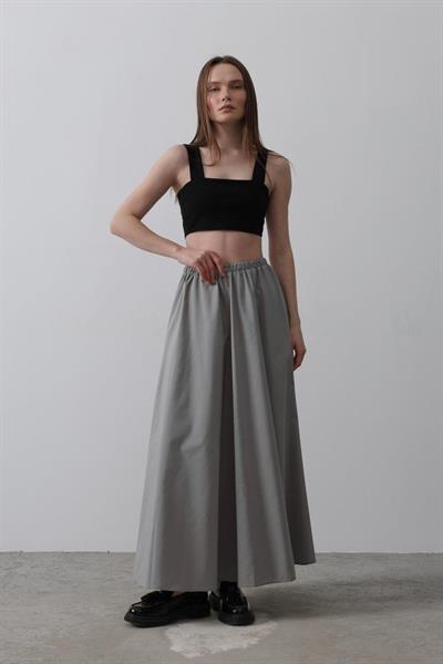 Belden Lastikli A Kesim Etek - Gri