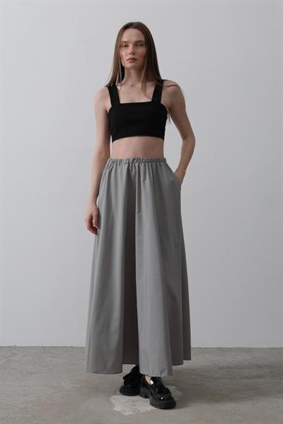 Belden Lastikli A Kesim Etek - Gri
