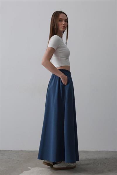 Belden Lastikli A Kesim Etek - İndigo