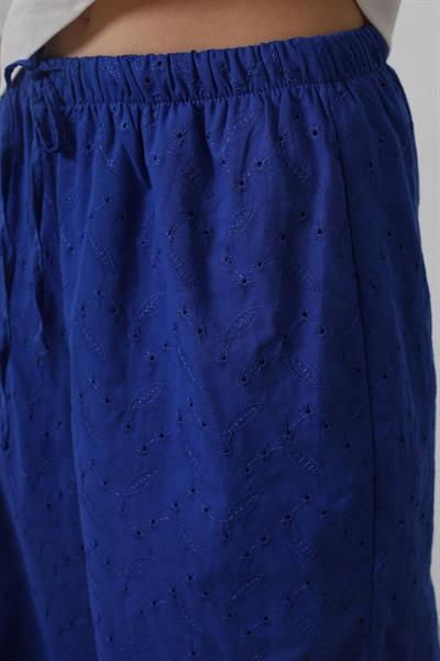 Beli Bağlamalı Brode Pantolon - Saks