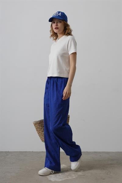 Beli Bağlamalı Brode Pantolon - Saks