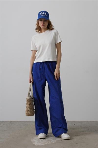 Beli Bağlamalı Brode Pantolon - Saks