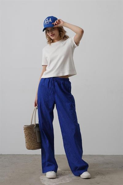 Beli Bağlamalı Brode Pantolon - Saks