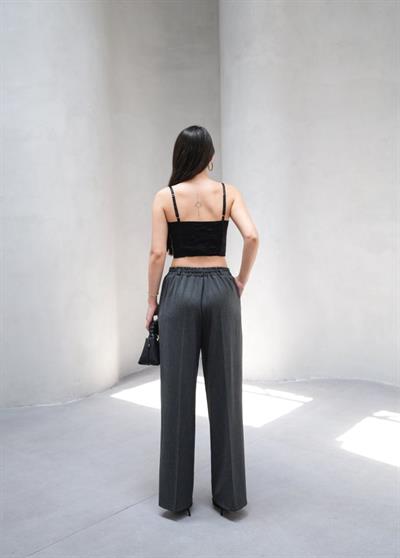 Beli̇ Lasti̇k Ve Bağcikli Geni̇ş Paça Pantolon