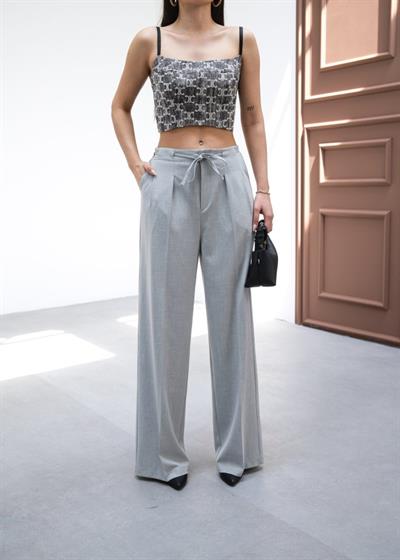 Beli̇ Lasti̇k Ve Bağcikli Geni̇ş Paça Pantolon