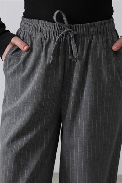 Beli Lastikli Bol Paça Pantolon - Antrasit