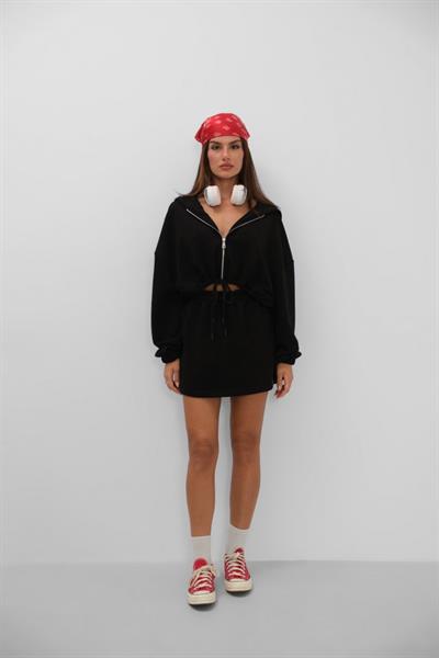 Beli Lastikli Fermuarlı Sweatshirt