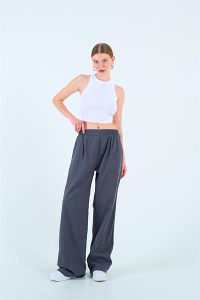 Beli Lastikli Palazo Pantolon - Antrasit