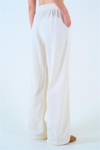 Beli Lastikli Palazo Pantolon - Taş