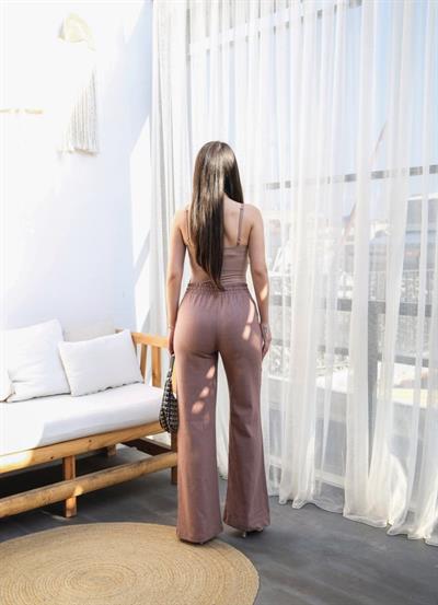 Beli̇ Lasti̇kli̇ Ve Bağcikli Keten Pantolon