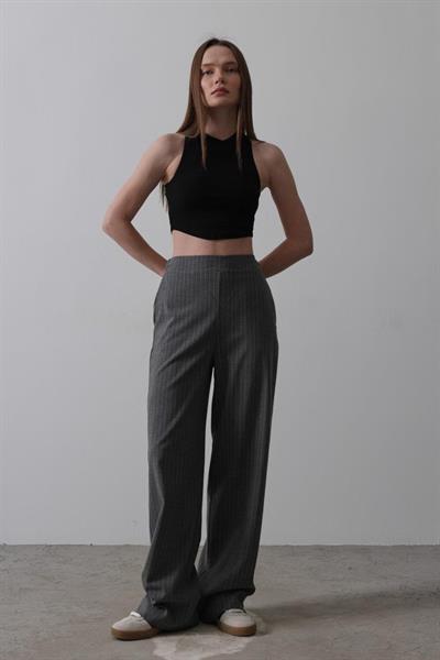 Beli Yarım Lastikli Palazzo Pantolon - Antrasit
