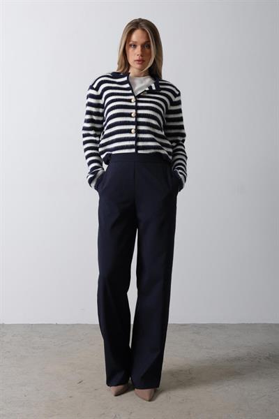 Beli Yarım Lastikli Palazzo Pantolon - Lacivert